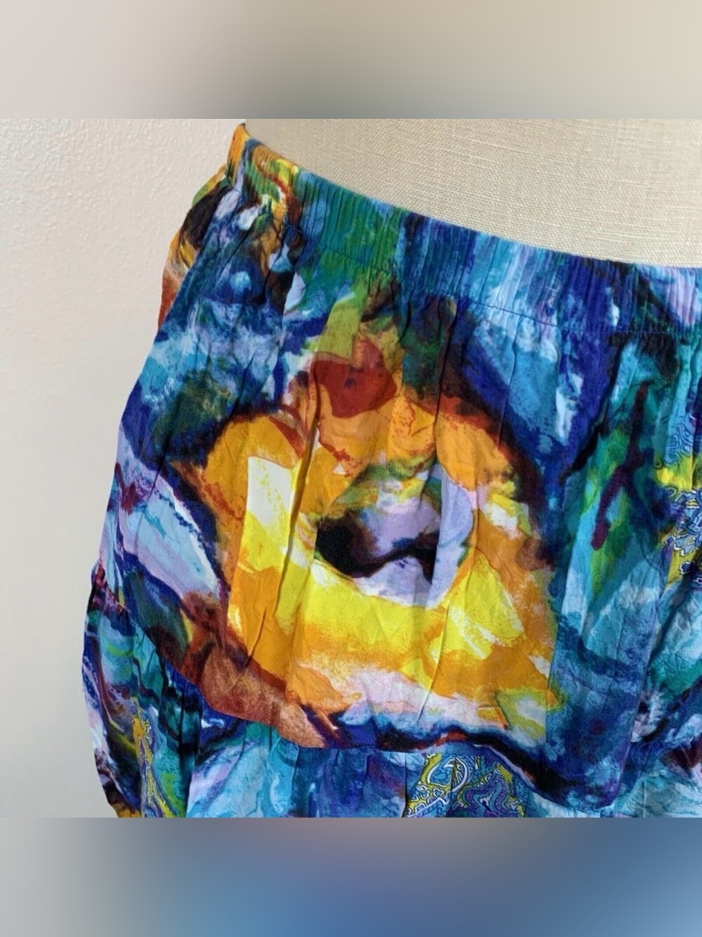 Vintage Jams World Womens Ruffled Flouncy Skirt Abstract Print Pockets Medium - Picture 8 of 8